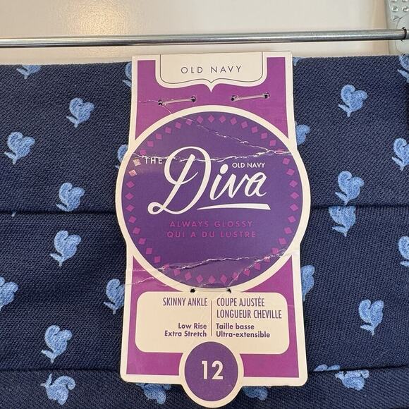 NWT Old Navy The Diva Blue Print Skinny Ankle Pants Womens‎ Size 12 (1910) - Picture 3 of 5
